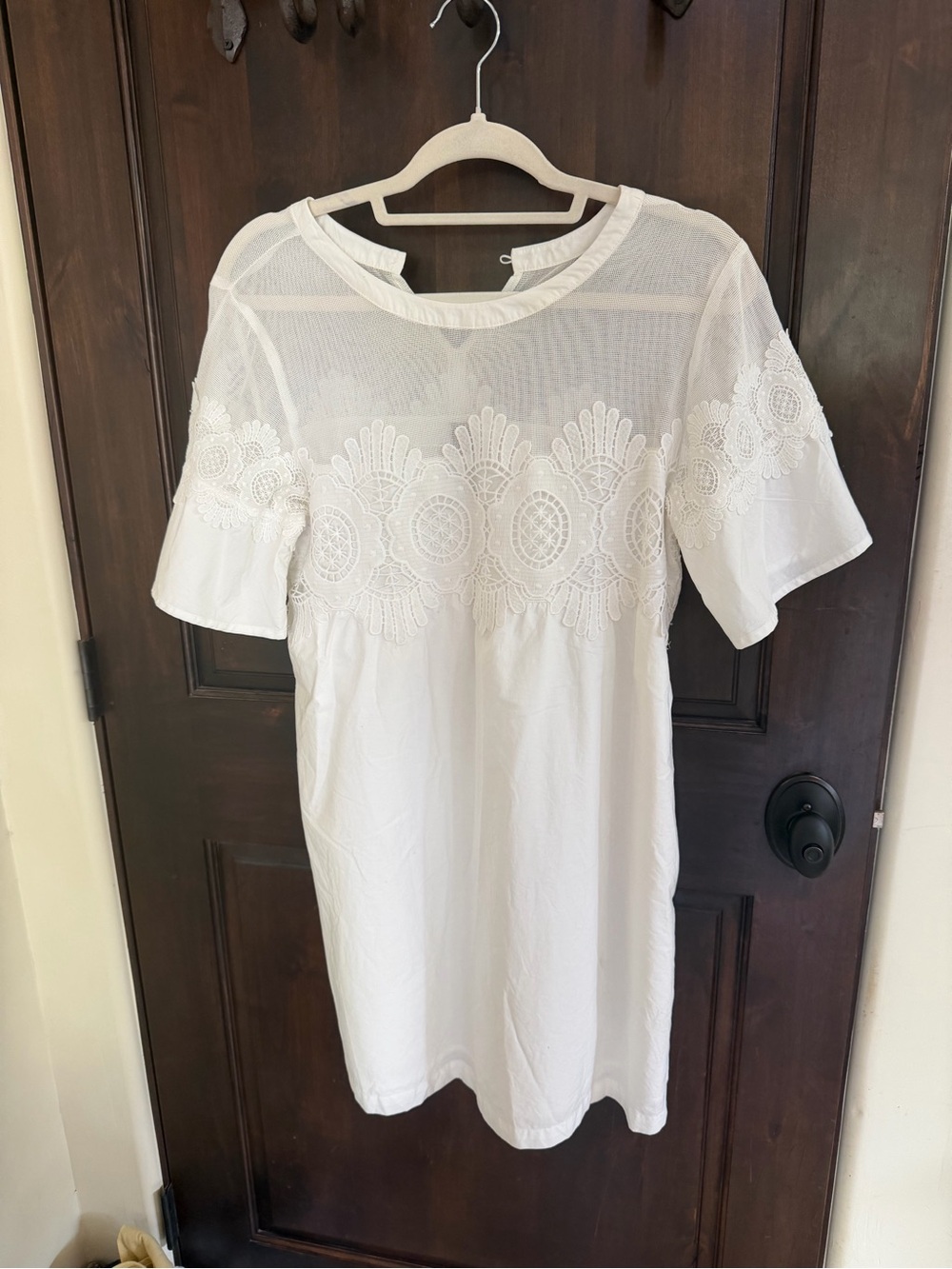 Anthropologie White 100% Cotton Poplin Mini Dress
